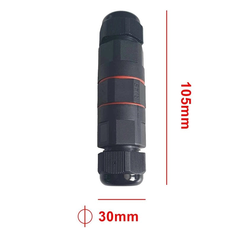 2 Connettori Rete RJ45 IP68 Forma I Manicotto Collegamento Cavo Esterno 105x30mm