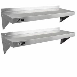 Set 2 Mensole a Muro 125x30 cm per Cucine di Ristoranti Pizzerie in Acciaio Inox