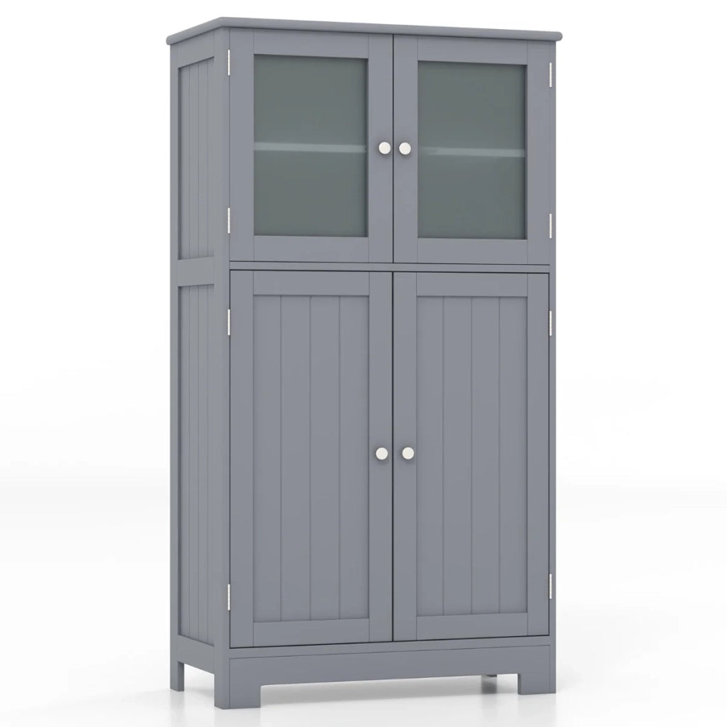 Mobile contenitore modulare moderno 58 x 30 x 109 cm con ripiani regolabili per bagno o ufficio realizzato in MDF grigio 20_0012706