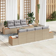 Set Divano da Giardino con cuscino 8 pcs Beige Poly Rattan 3348041