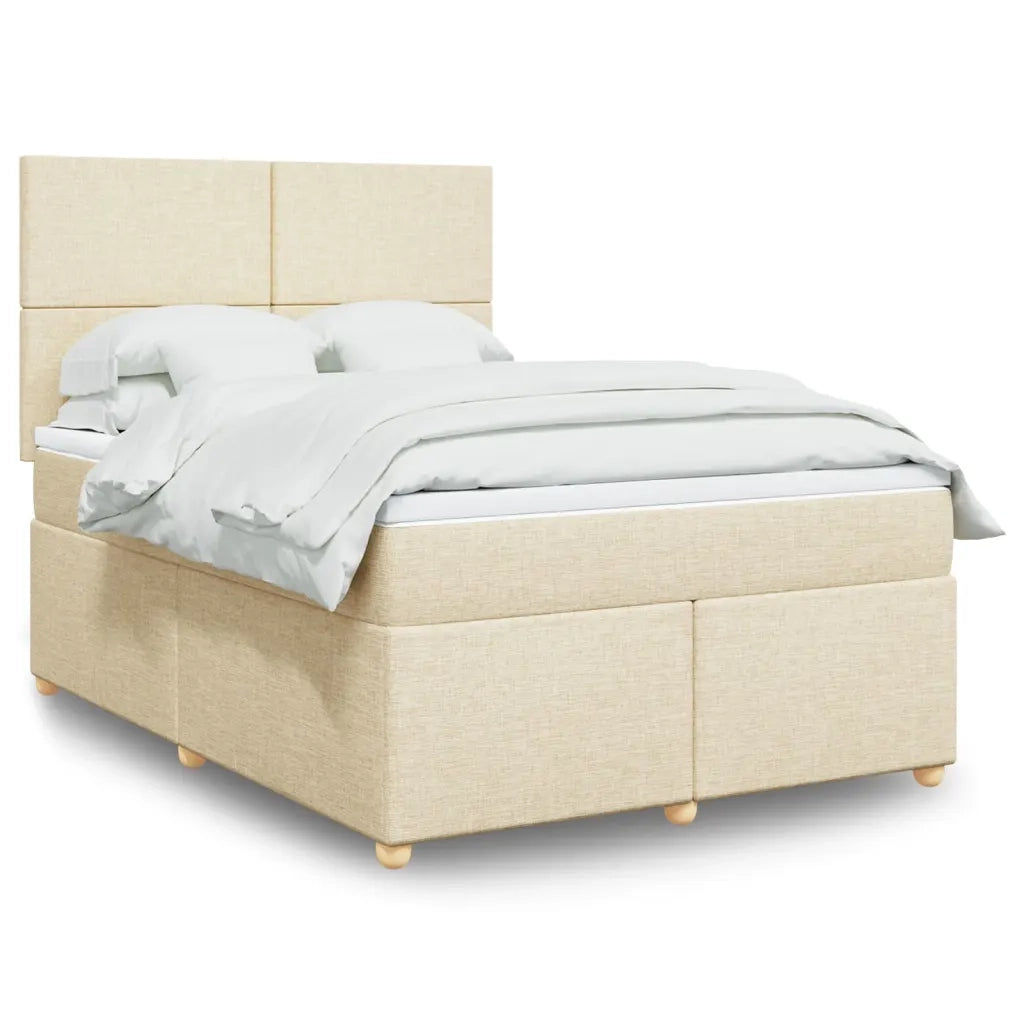 Giroletto a Molle con Materasso Crema 160x200 cm in Tessuto 3293629