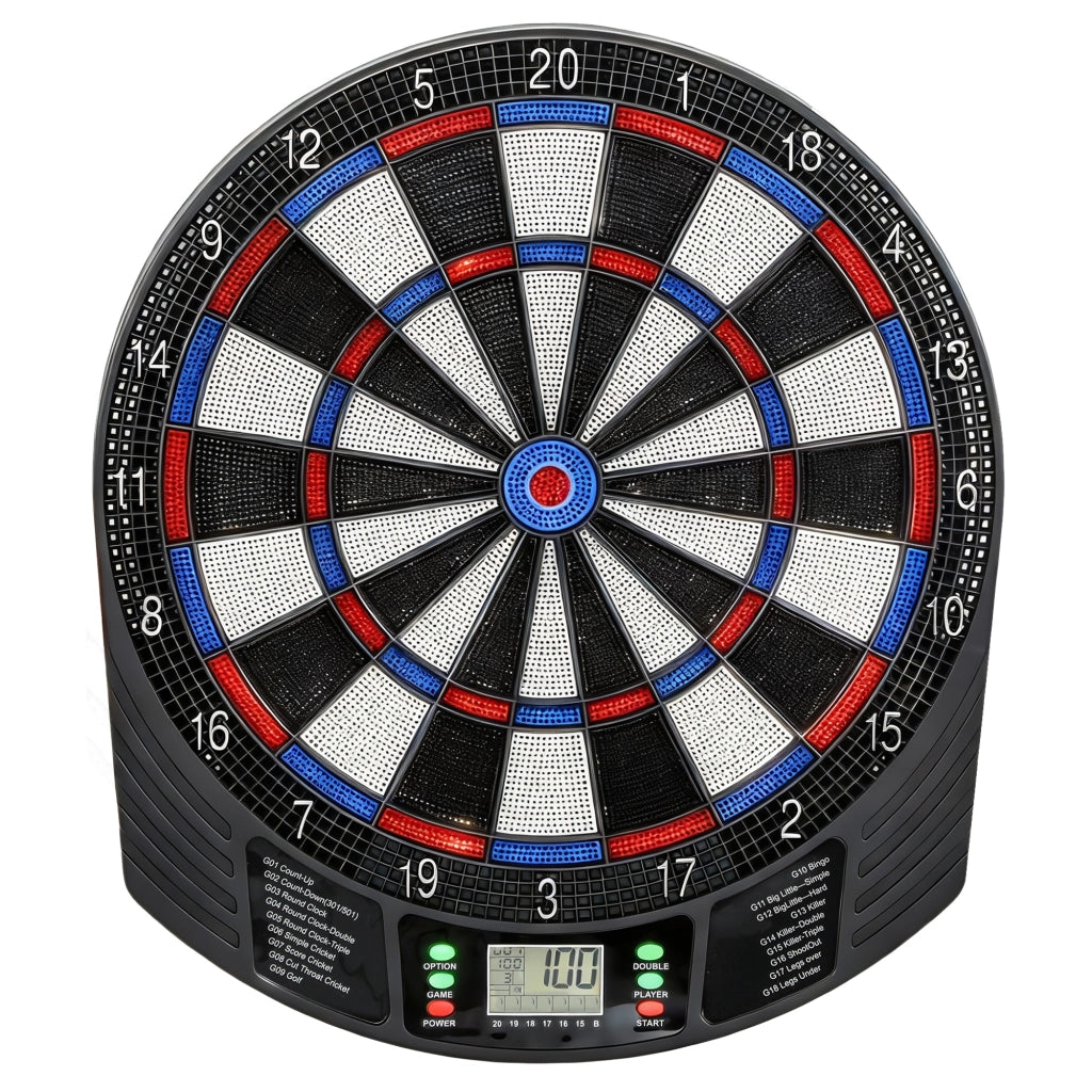 Bersaglio Elettronico 6 Freccette con Punta Morbida Display LCD per 8 Giocatori 18 Giochi e 159 Varianti