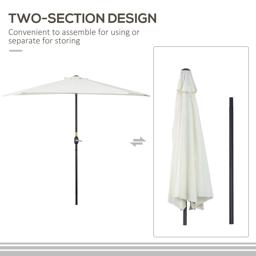 Ombrellone Semicircolare da Parete per Giardino ¨C zephmum ¨C Bianco 270x150 cm