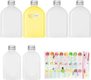 Set di flaconi trasparenti da 6 - Flaconi 100/200 ml - Leggeri - Coperchio in alluminio - Ambientalmente friendly - Sicuri e senza odore - Flaconi per bevande