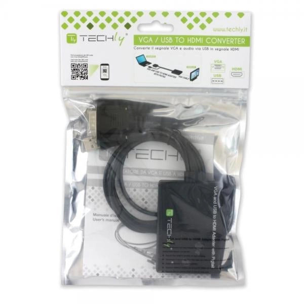 Adattatore Convertitore VGA a HDMI con Supporto Audio via USB