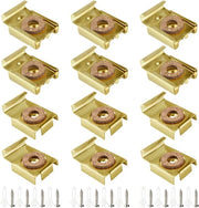 Set di 3 imballaggi (12 pezzi) di chiusure per specchio, chiusure per specchio senza cornice, attacchi per specchio con molla, chiusure per specchio, con viti e dadi, per specchi da camera, dorato