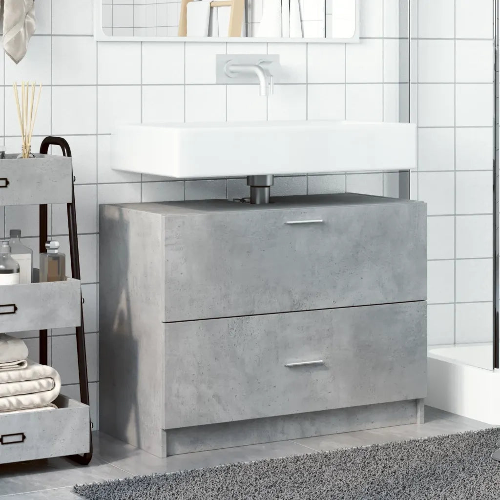 Mobile Lavabo-Armadietto da bagno Grigio Cemento 78x37x59 cm in Truciolare
