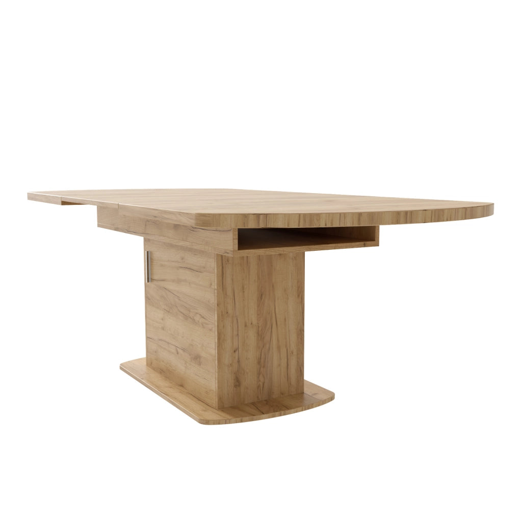 Tavolo da pranzo allungabile con vani contenitore - per sala da pranzo - in truciolare - 140×80×75 cm - rovere