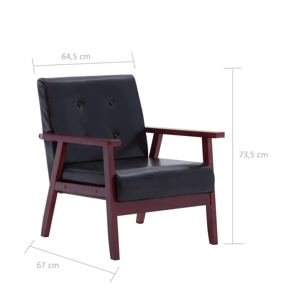 Set di divani in similpelle nera da 2 pezzi 02_0019641