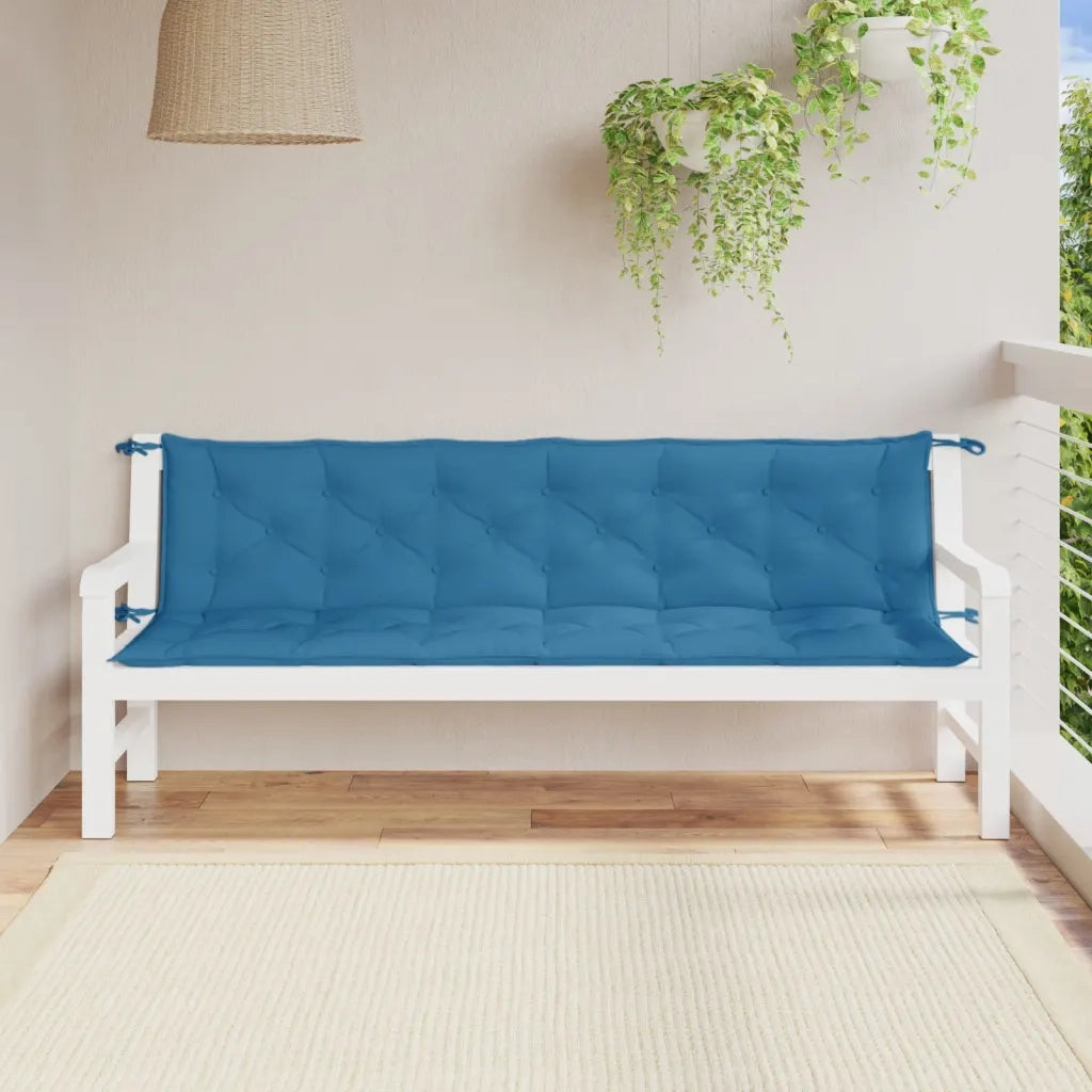 Cuscini Panca Giardino 2pz Blu MÃ©lange 200x50x7 cm Tessuto