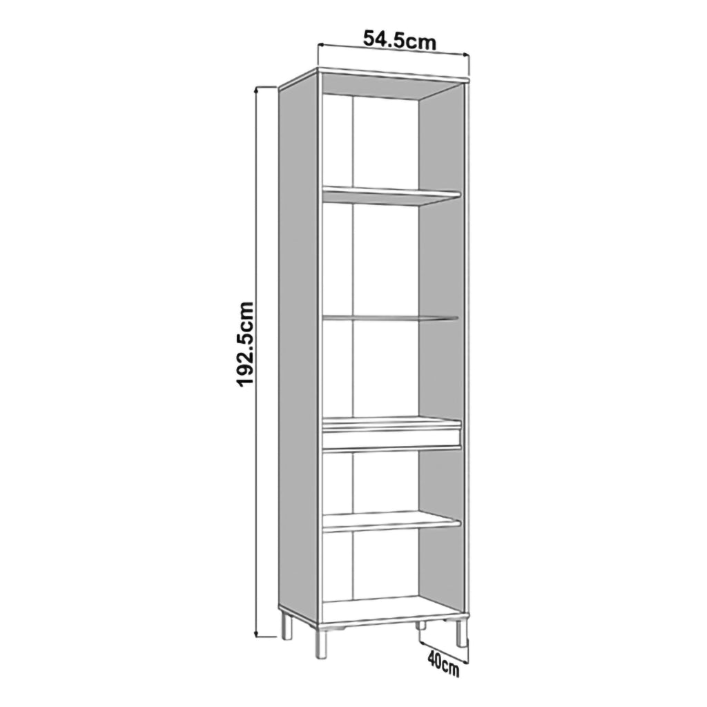 Mobile Espositore Ovodda, Vetrina 4 Ripiani, 55x40x193h cm Bianco Crema