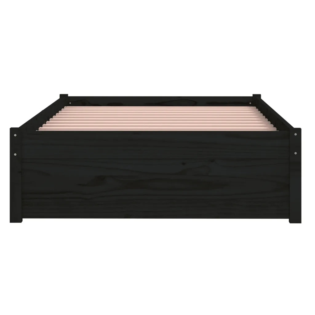 Giroletto-Struttura Letto Nero in Legno Massello 90x190 cm Single