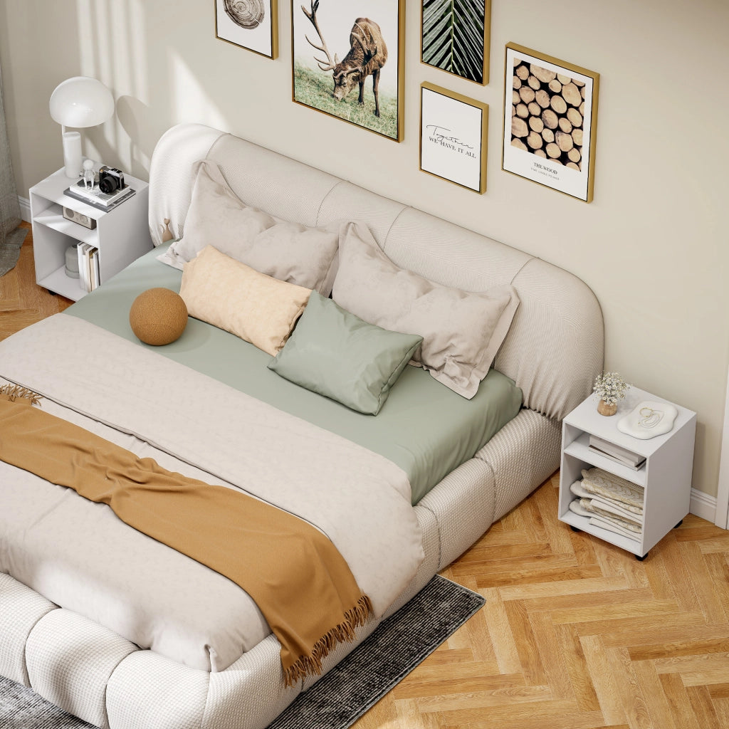 Mobile Porta Stampante con 2 Ripiani Aperti e Ruote 40x35x55.5 cm Bianco