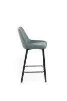 E-STYLO Sgabello da cucina in tessuto acquamarina con gambe nere, imbottito con poggiapiedi, 50cm X 44cm H. 94cm.