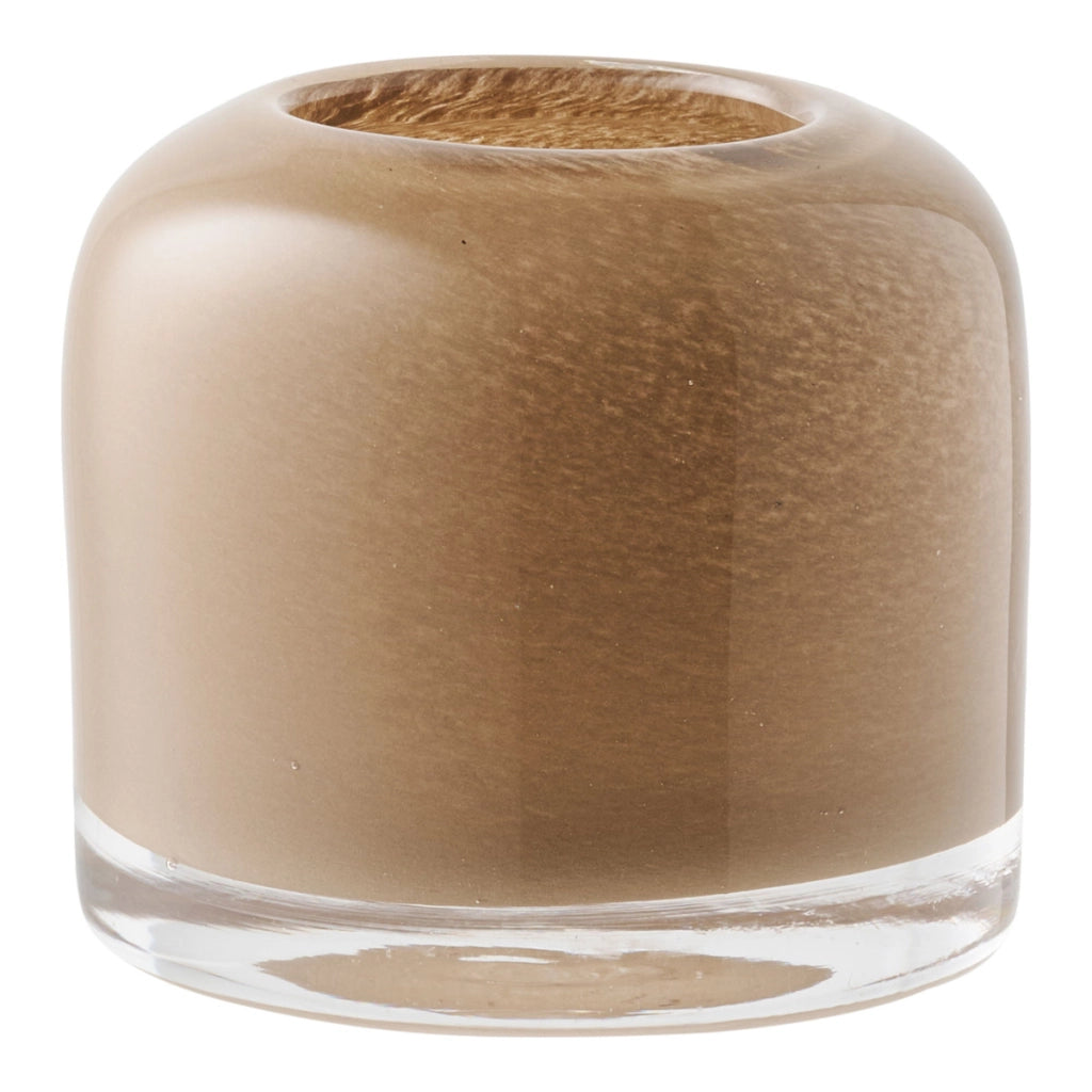 Portacandela HN23, Marrone, Vetro, 8x8x7,5 cm
