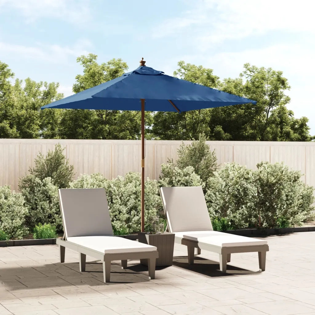 Ombrellone da Giardino-Ombrello da Balcone con Palo in Legno Azzurro 198x198x231 cm