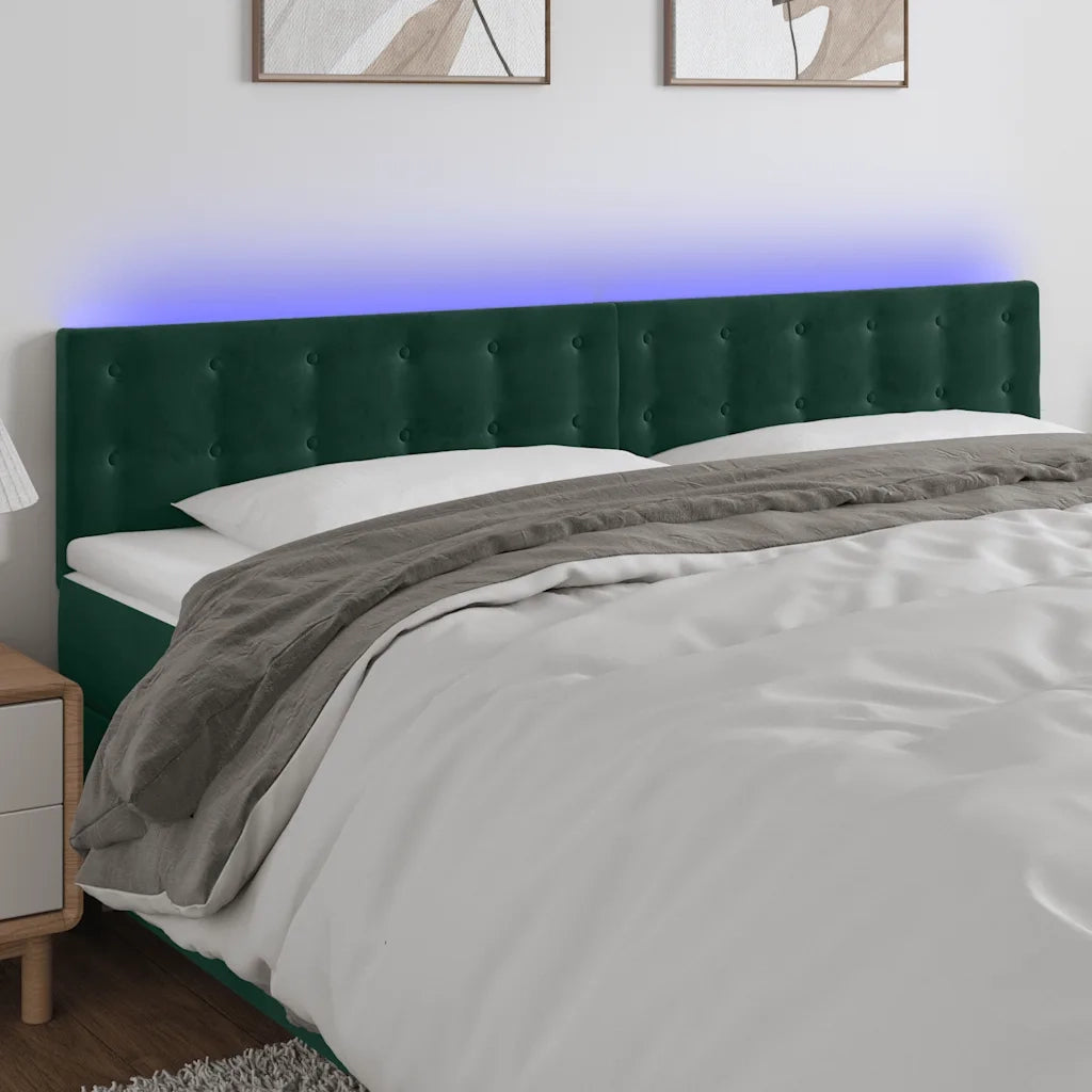 Testiera a LED Verde Scuro 180x5x78/88 cm in Vellutocod mxl 121711