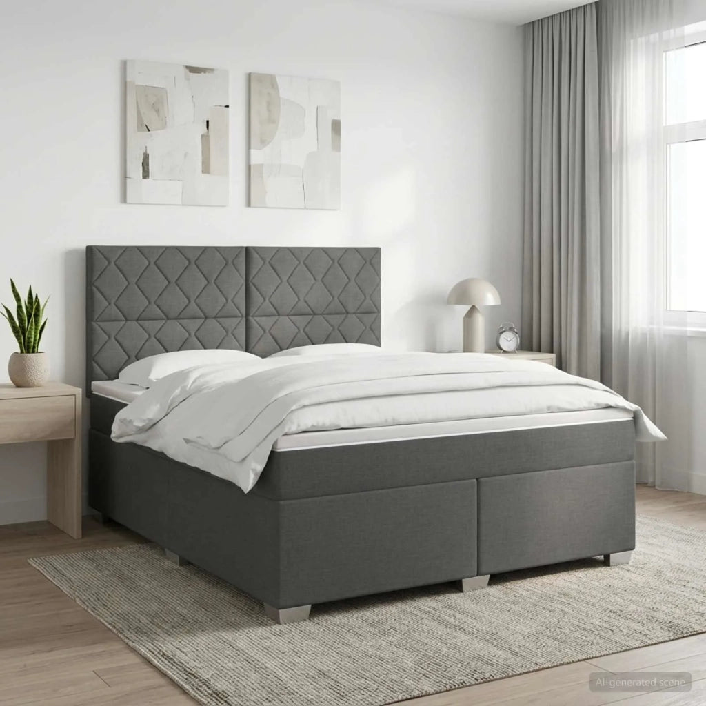 Letto box spring con materasso Grigio Scuro 140 x 200 cm 3453431