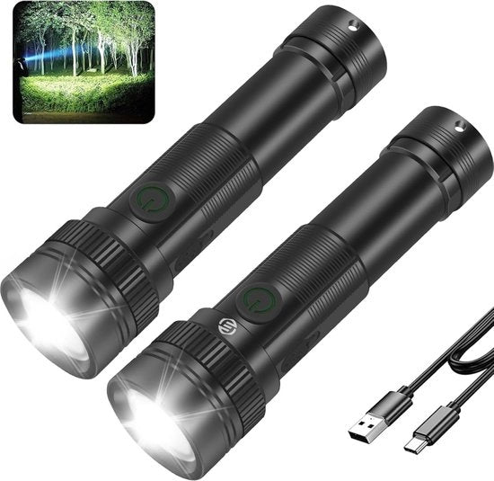 Lanterna Militare - Lanterna LED Ricaricabile - Multi Funzione - Impermeabile - per Casa, Campeggio, Emergenze