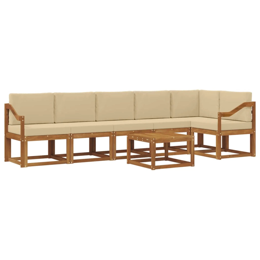 Set di divani da esterno con cuscino 7 pcs Naturale e Beige