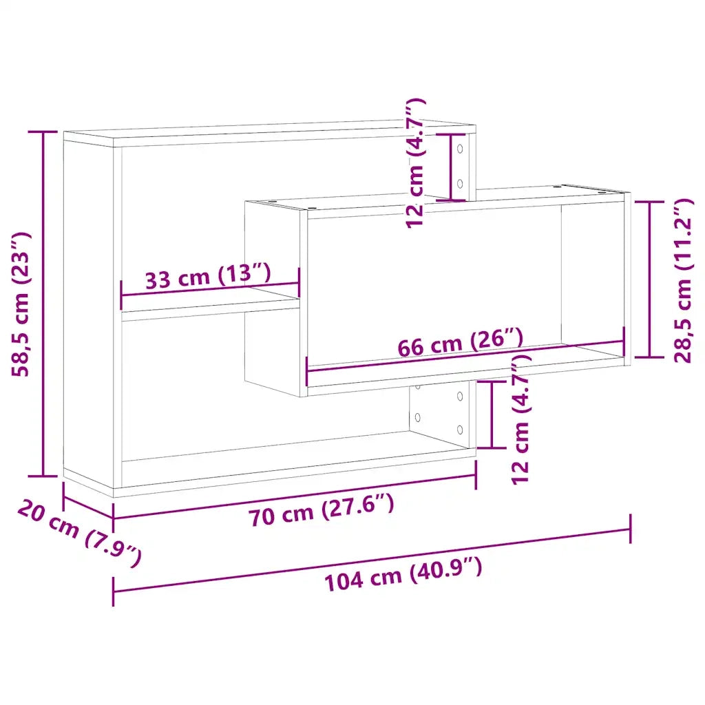 Scaffale a Parete Legno Antico 104x20x58,5 cm in Truciolato 855822
