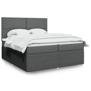 Giroletto a Molle con Materasso Grigio Scuro 200x200 cm Tessuto