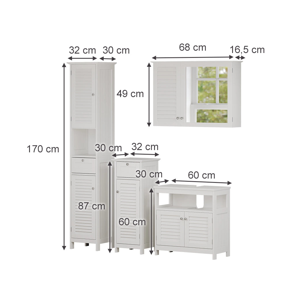 Vicco Set di mobili da bagno Bianco 4 parti, opzione 1