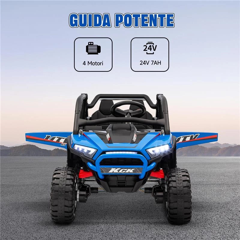MACCHINA ELETTRICA PER BAMBINI 3-8 ANNI 24V CON GUIDA MANUALE E TELECOMANDO VELOCITÀ 5-7KM/H BLU
