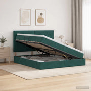 Letto con contenitore e materasso Verde Scuro 160 x 200 cm 3459702