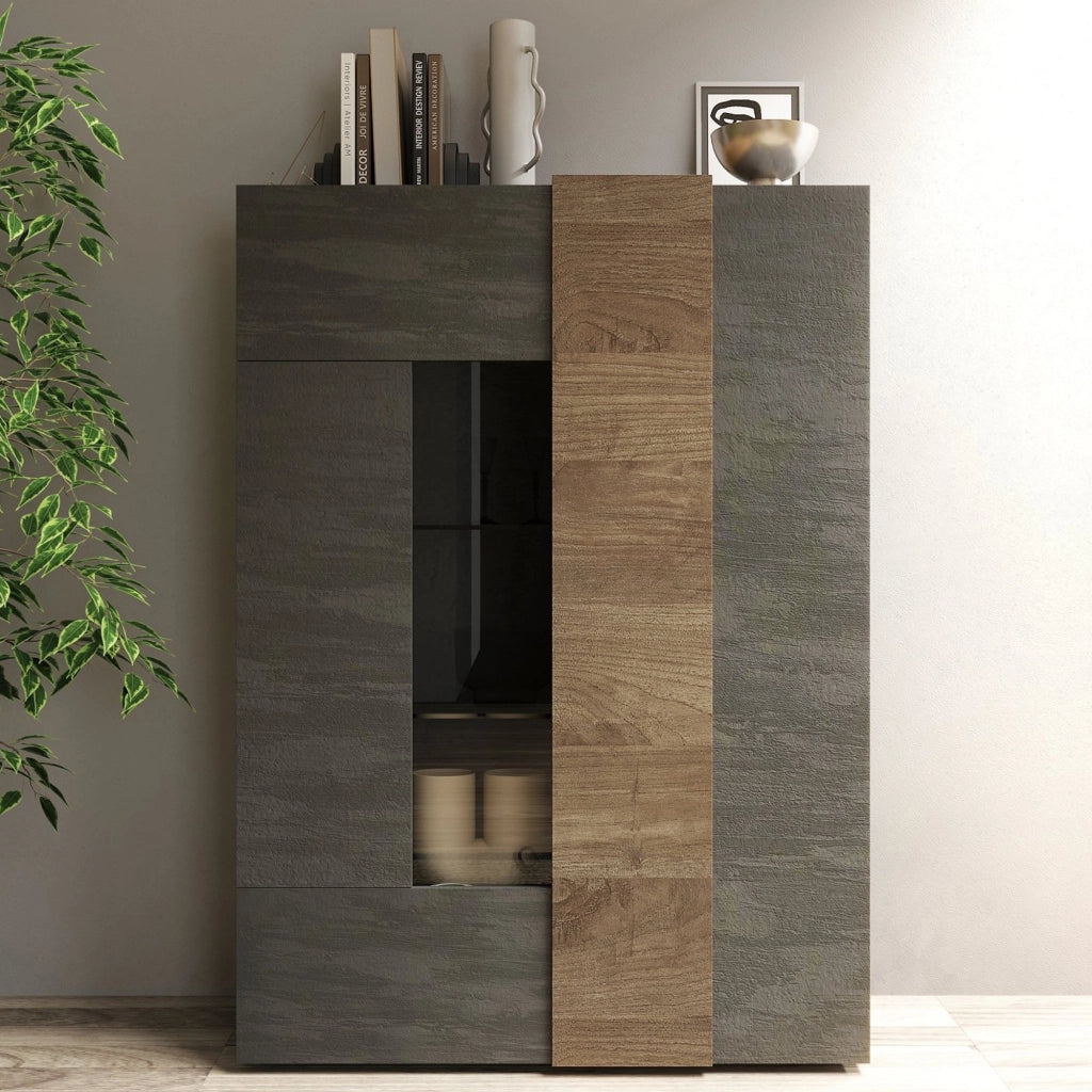 Mobile Espositore Valdagno, Vetrina 8 Ripiani, 121x44x169h cm Marrone Noce