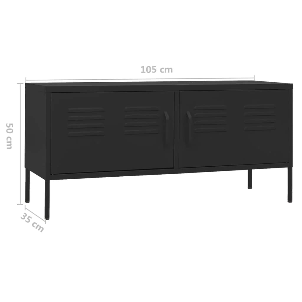 Mobile TV multimediale mensola TV credenza TV per sala da pranzo soggiorno camera da letto 105 x 35 x 50 cm acciaio nero 02_0025688