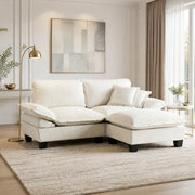 Divano angolare modulare cloud in chenille con pouf mobile e cuscini design ispirato a vela beige 194 × 151 × 90 cm