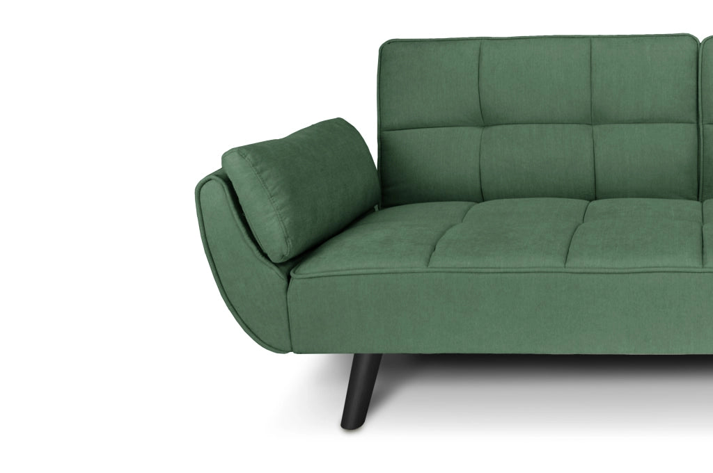 Divano letto clic clac in tessuto vellutato verde abete piede nero - divano 3 posti - Ambra - DL-AM38FBC-PLN