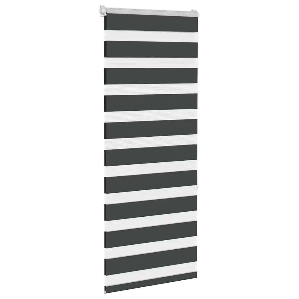 vidaXL Tenda a Rullo Zebra Nero Larghezza Tessuto 60,9 cm Poliestere