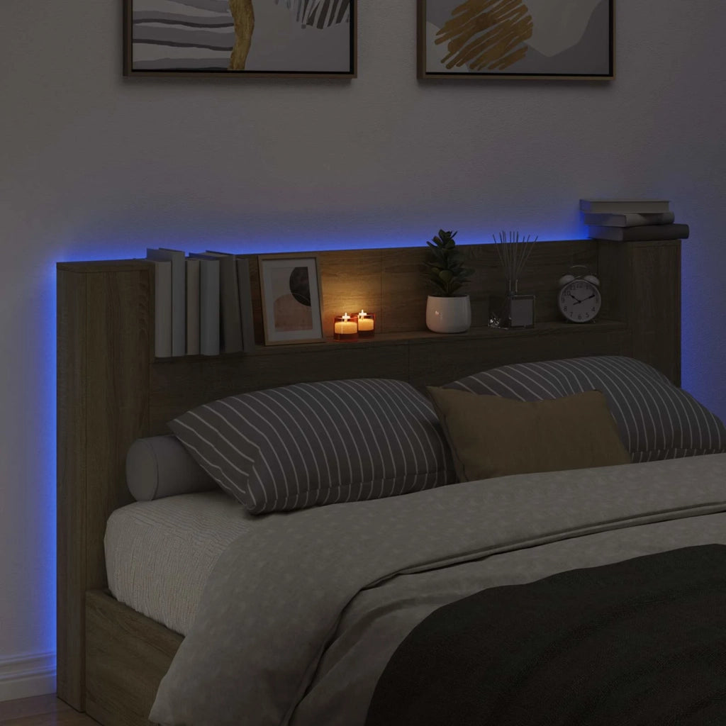 Testata con Mobile e LED Sonoma 180 x 16,5 x 103,5 cm