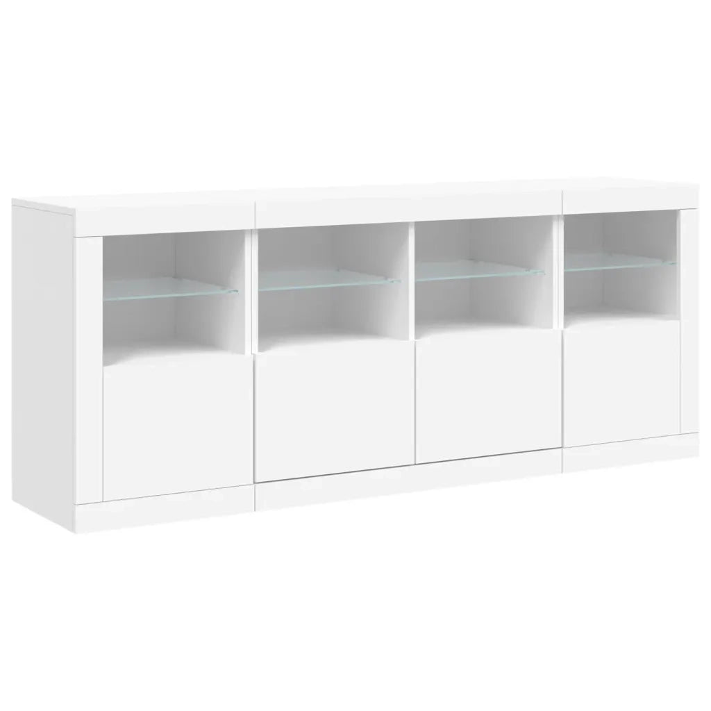 Credenza con Luci LED-Buffet-Armadio da cucina Bianca 163x37x67 cm