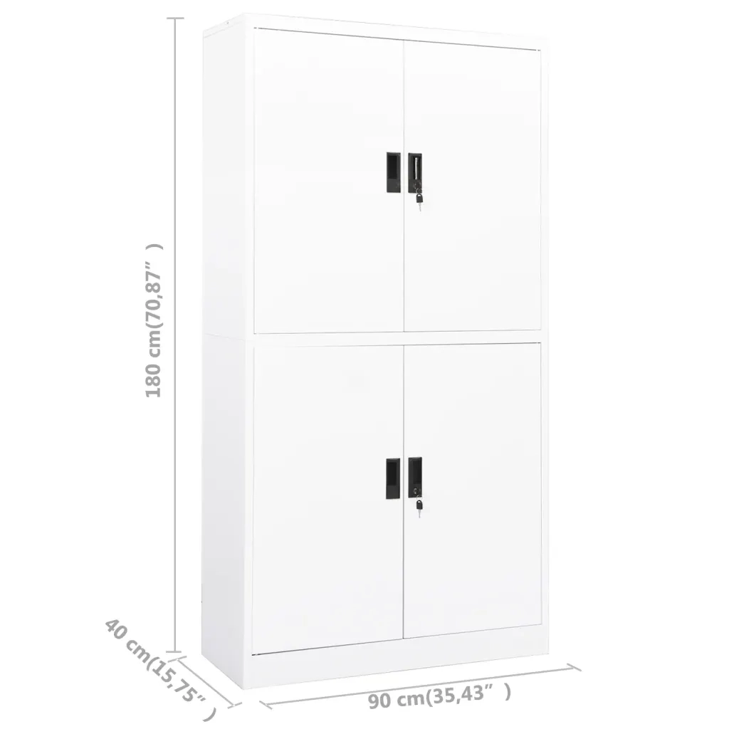 Armadio per Ufficio Bianco 90x40x180 cm in Acciaio 335942