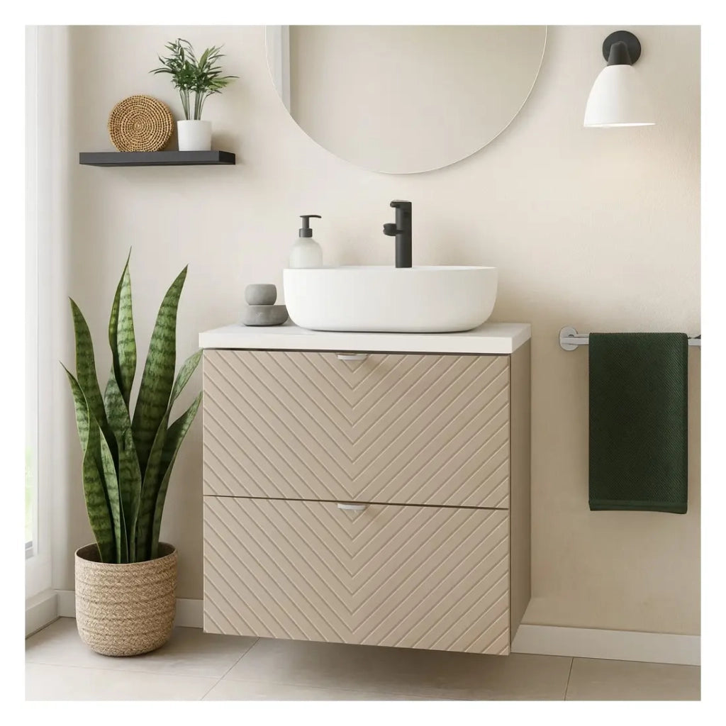 Set bagno AOKI: mobile sottolavabo con cassetti 60cm + piano lavabo bianco