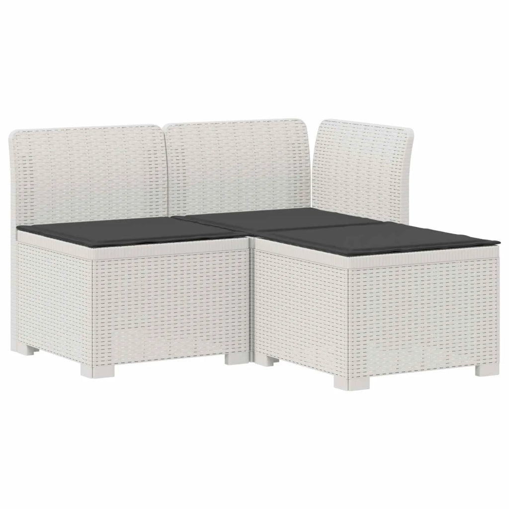 Divano da esterno-Divano da Giardino 3 posti con cuscini in look rattan PP Bianco 617372