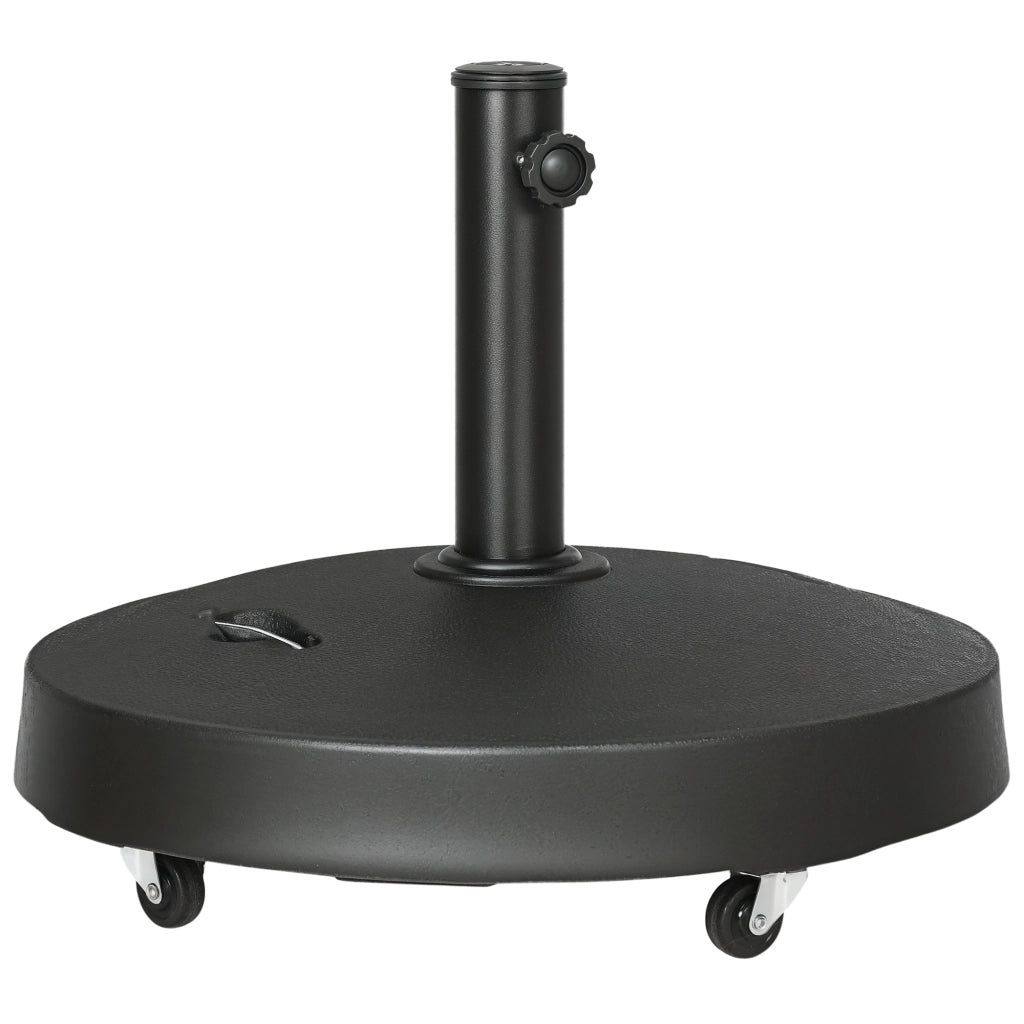 Base per Ombrellone da 23.5kg con 2 Manovelle e Rotelle, in Resina e Acciaio, ?53x41 cm, Nera