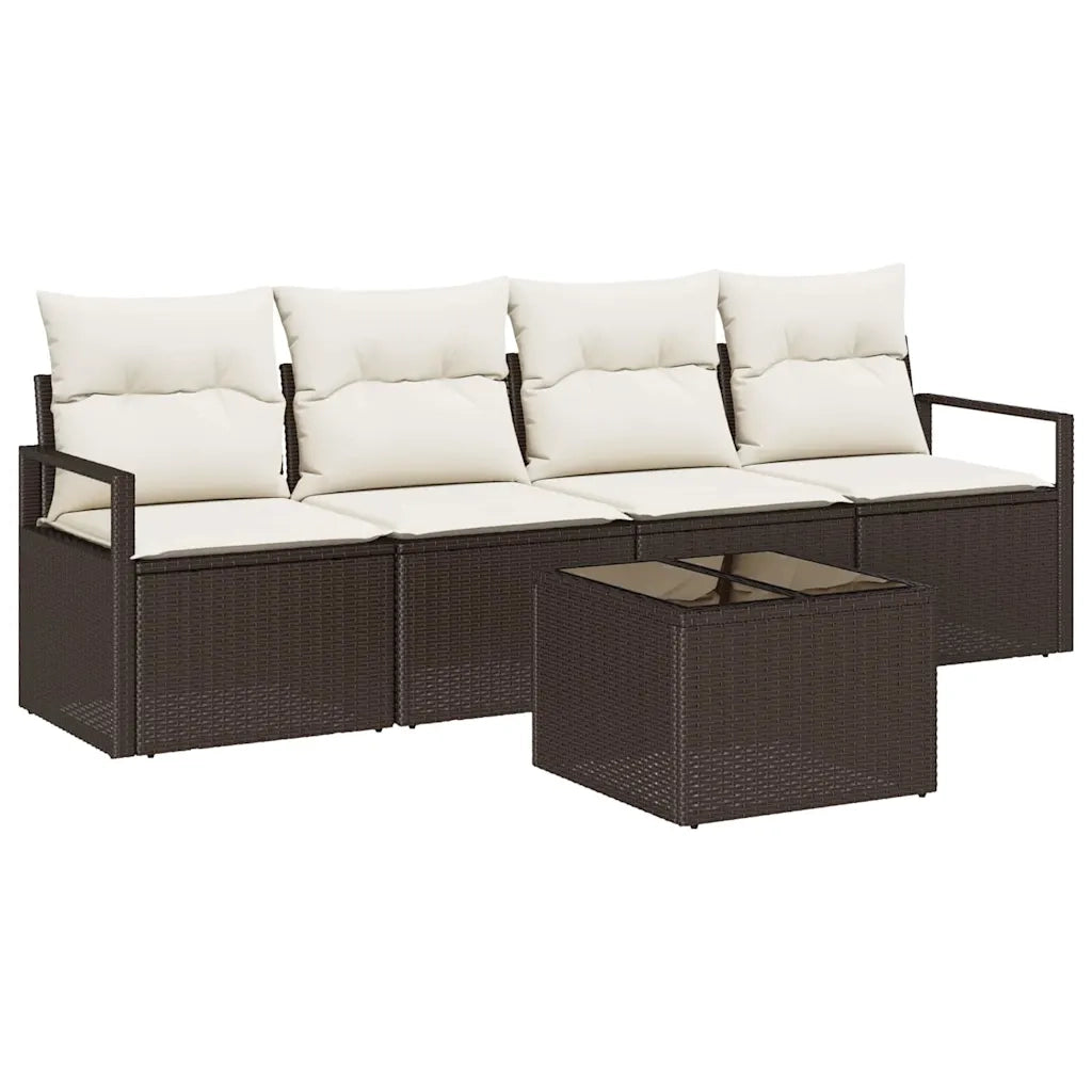 Set di divani 5 pcs Marrone e Crema polyrattan 3346248