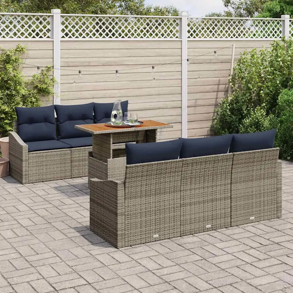Set Divano da Giardino 7 pcs Grigio Poly Rattan 3358523