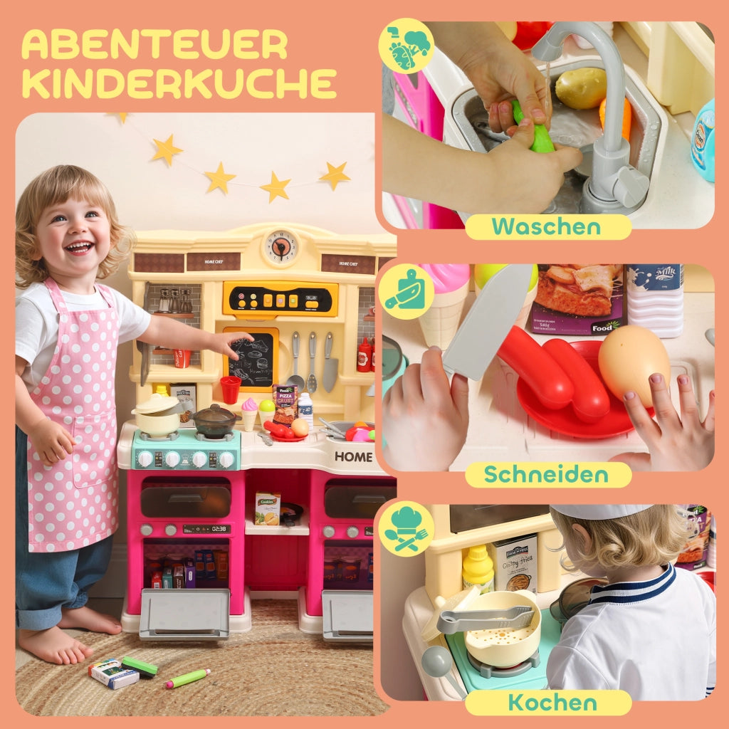 Cucina giocattolo per bambini con acqua corrente e accessori ¨C zephmum ¨C 85 pezzi, rubinetto elettrico, luci e suoni