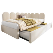 Letto a giorno 90x200 cm; con letto estraibile; velluto; beige (Senza materasso)