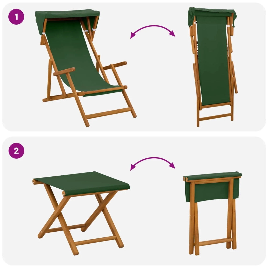 Lettino 4 pcs 3 Posizione Legno di Eucalipto Massello Verde 3407801