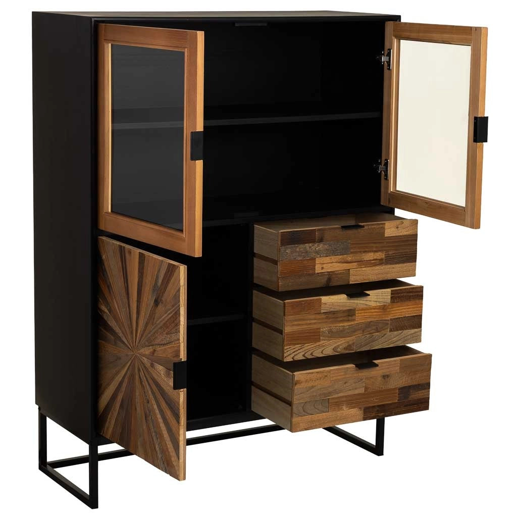 Credenza in legno di recupero marrone 100x40x135h cm