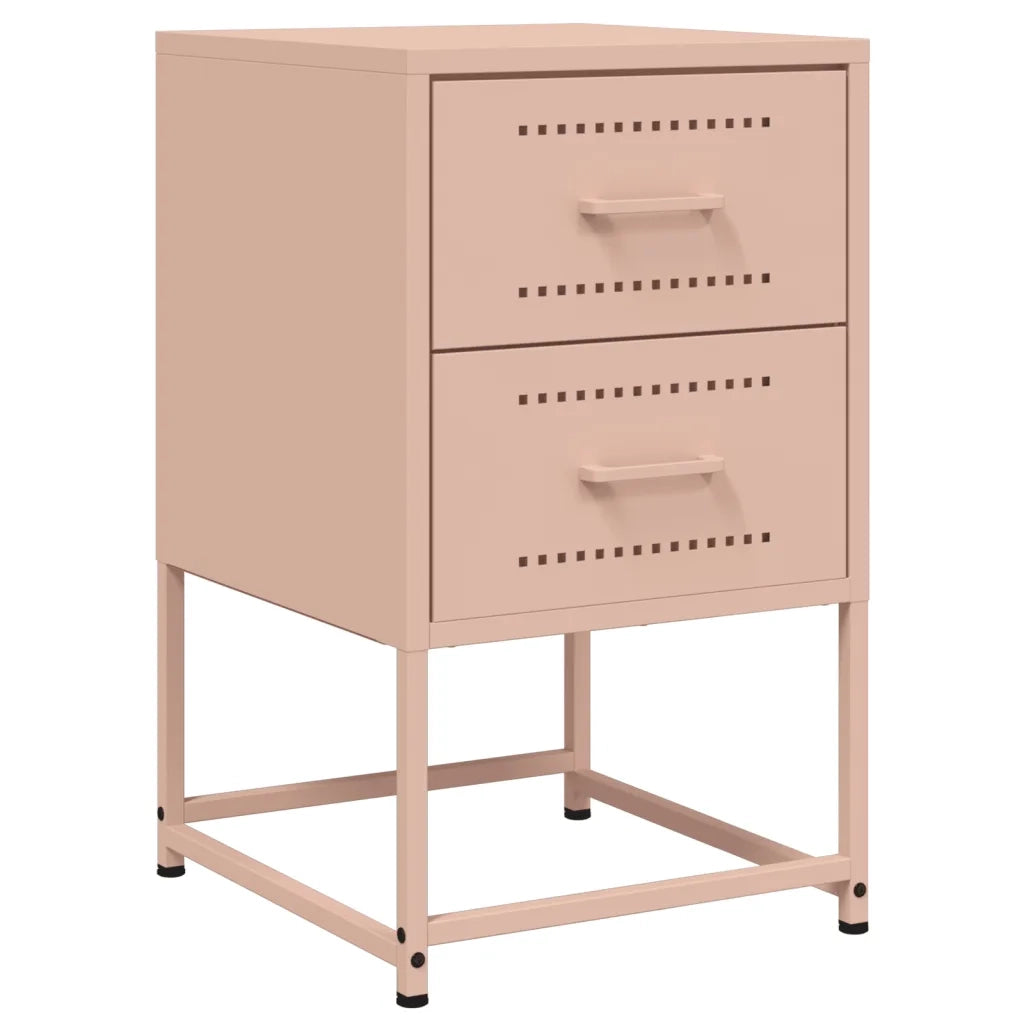 Set di 2 Comodini | Armadio da Notte | Mobiletto da notte Rosa 36x39x60,5 cm in Acciaio