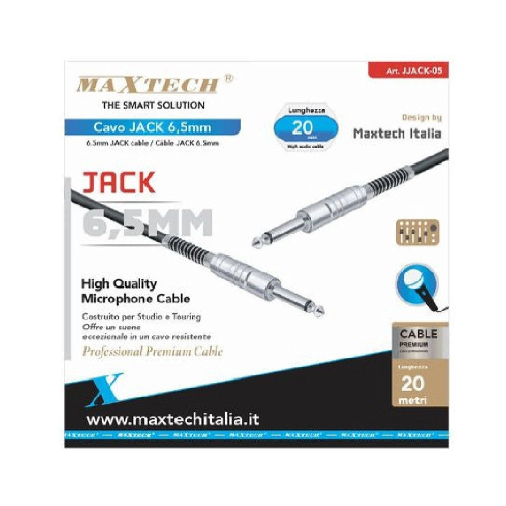 Trade Shop - Cavo Collegamento 2 Jack Da 6.5mm Mono 20mt Cavo Microfono Audio Stereo Jjack-05 -
