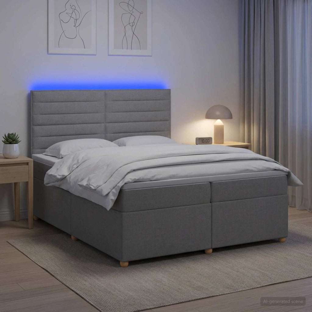 Letto box spring con materasso Grigio Chiaro 200 x 200 cm 3455420