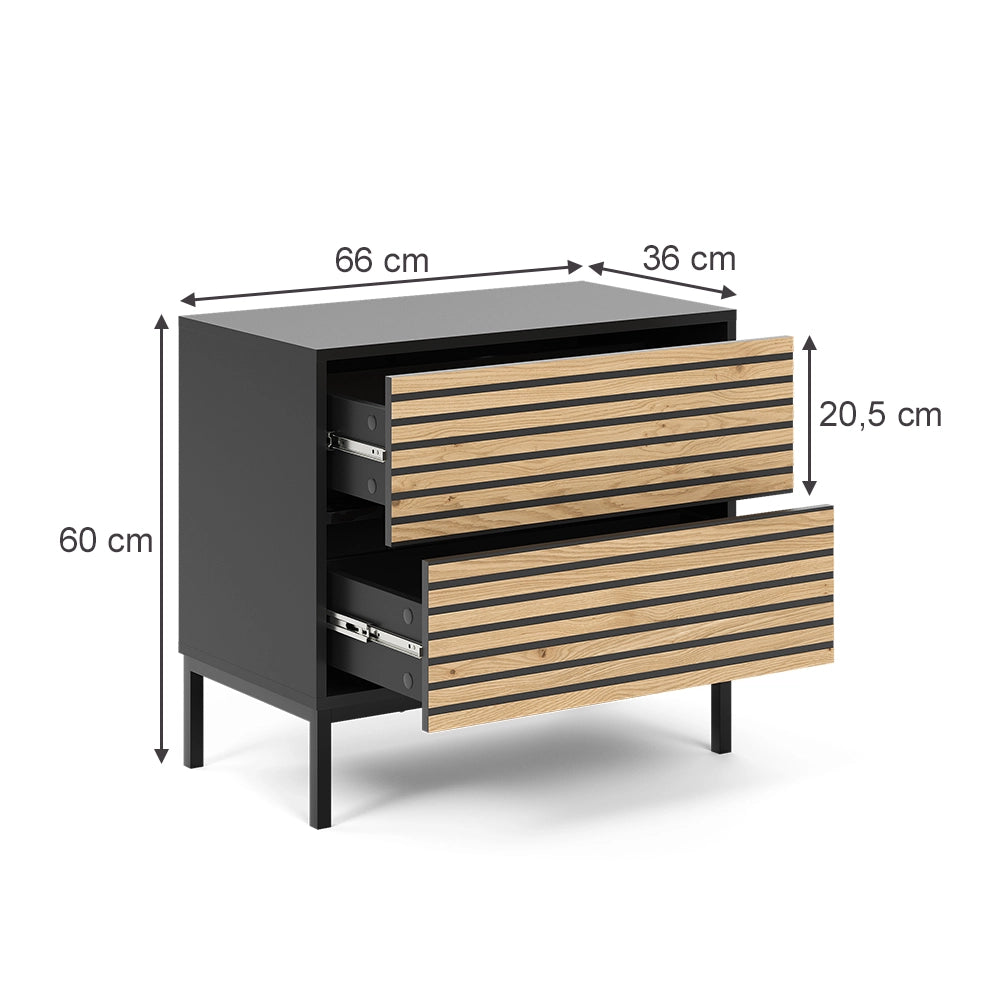 Vicco Comodino Rovere artigianale/antracite Set di 2